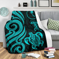 Chuuk Micronesian Premium Blanket - Turquoise Tentacle Turtle - Polynesian Pride