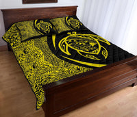 Hawaii Turtle Map Polynesian Quilt Bed Set - Yellow - Circle Style - Polynesian Pride