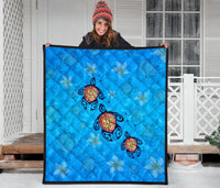 Hawaii Plumeria Turtle In The Ocean Premium Quilt - AH - John Style - Polynesian Pride