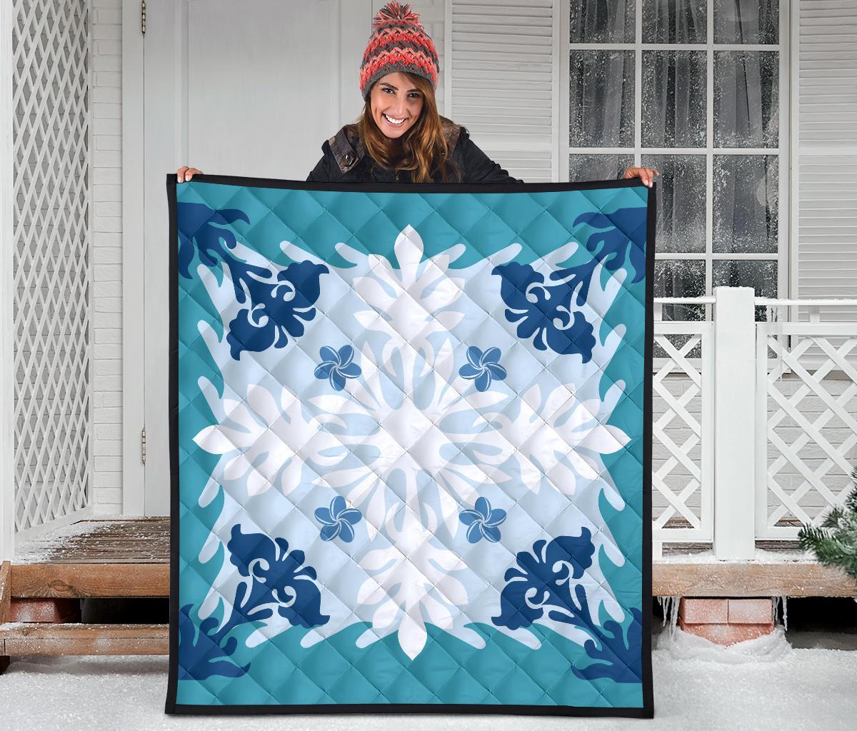 Hawaiian Leaves Tropical Pattern Premium Quilt - Pastel - Argu Style - AH - Polynesian Pride