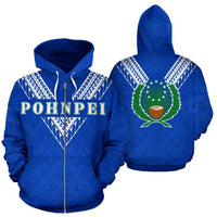 Pohnpei All Over Zip up Hoodie Blue Sailor Style Unisex Blue - Polynesian Pride