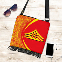 Hawaii Crossbody Boho Handbag Mauna Kea Polynesian - Circle Style Red And Yellow - Polynesian Pride