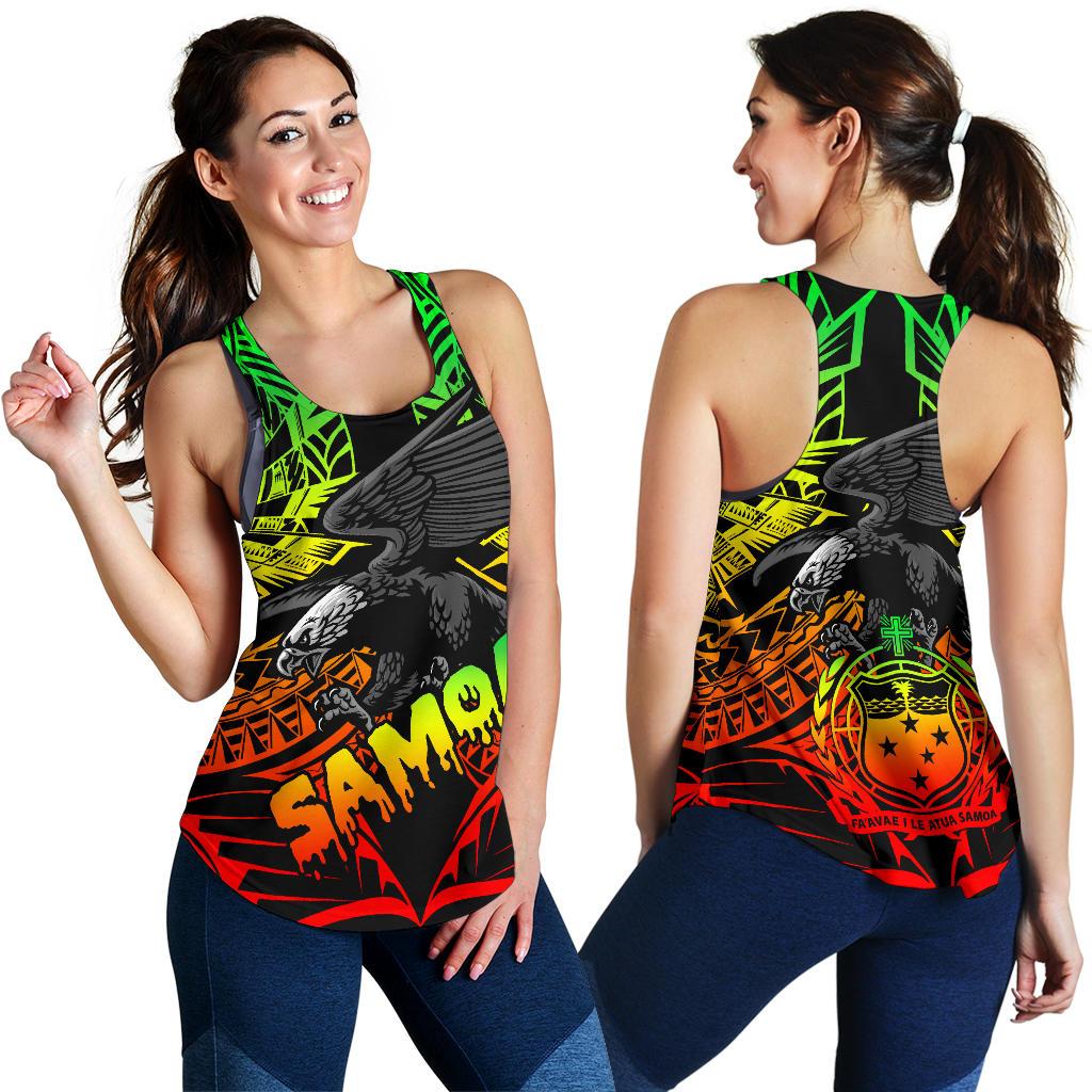 Samoa Polynesian Women's Racerback Tank - Eagle Tribal Pattern Reggae Art - Polynesian Pride