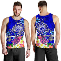 Samoa Men's Tank Top - Turtle Plumeria (Blue) - Polynesian Pride