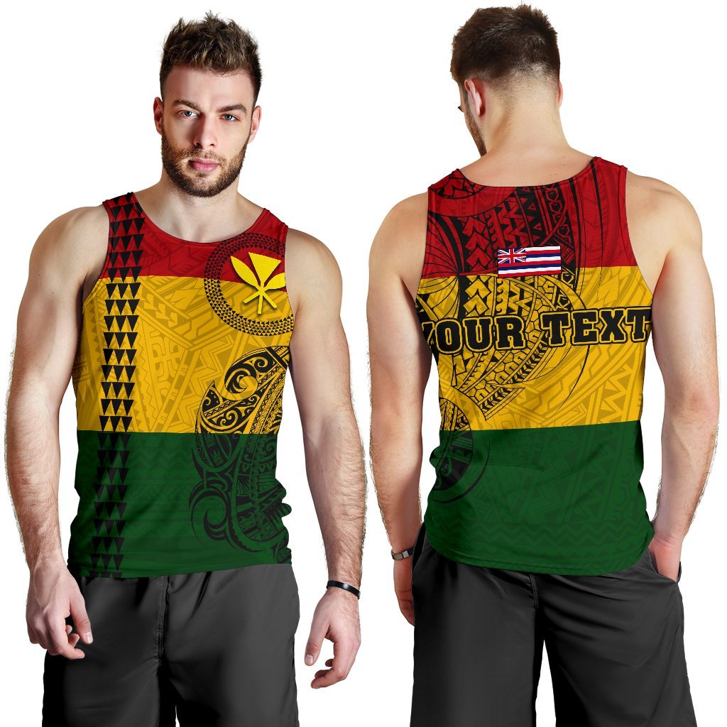 Hawaii Kanaka Flag Polynesian Personalized Men's Tank Top Red - Polynesian Pride