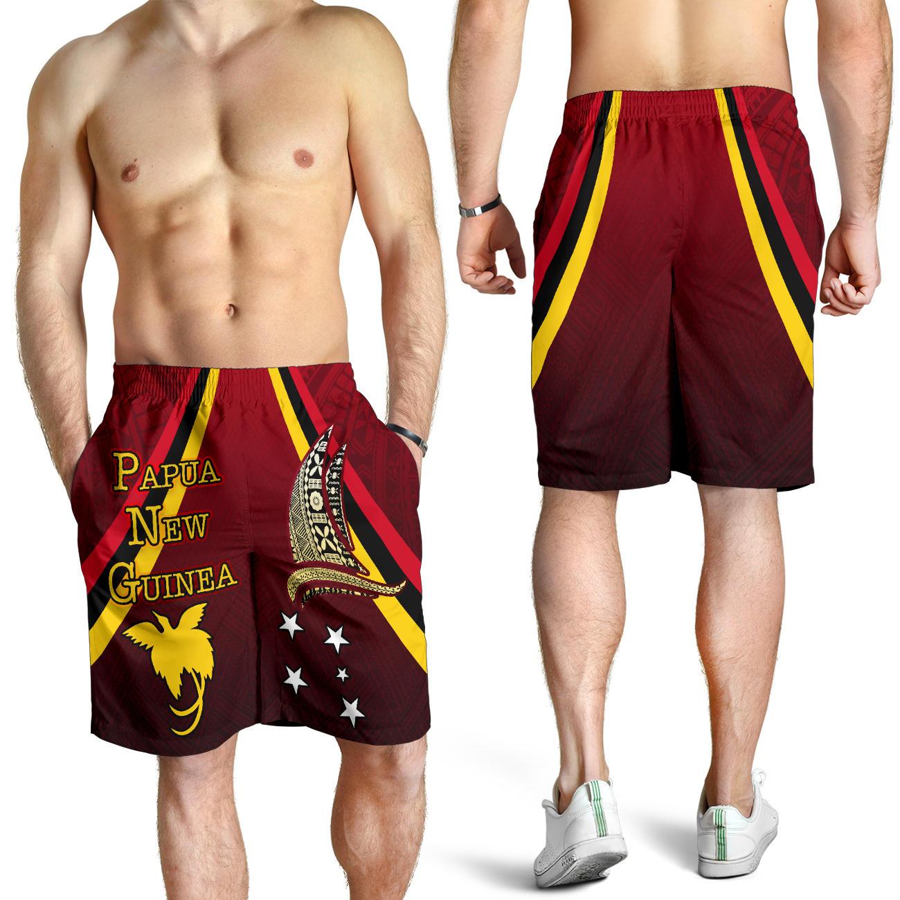 Papua New Guinea Men Shorts - Sailing Style RED - Polynesian Pride