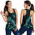 Niue Polynesian Women Tank Top - Turtle With Blooming Hibiscus Turquoise - Polynesian Pride