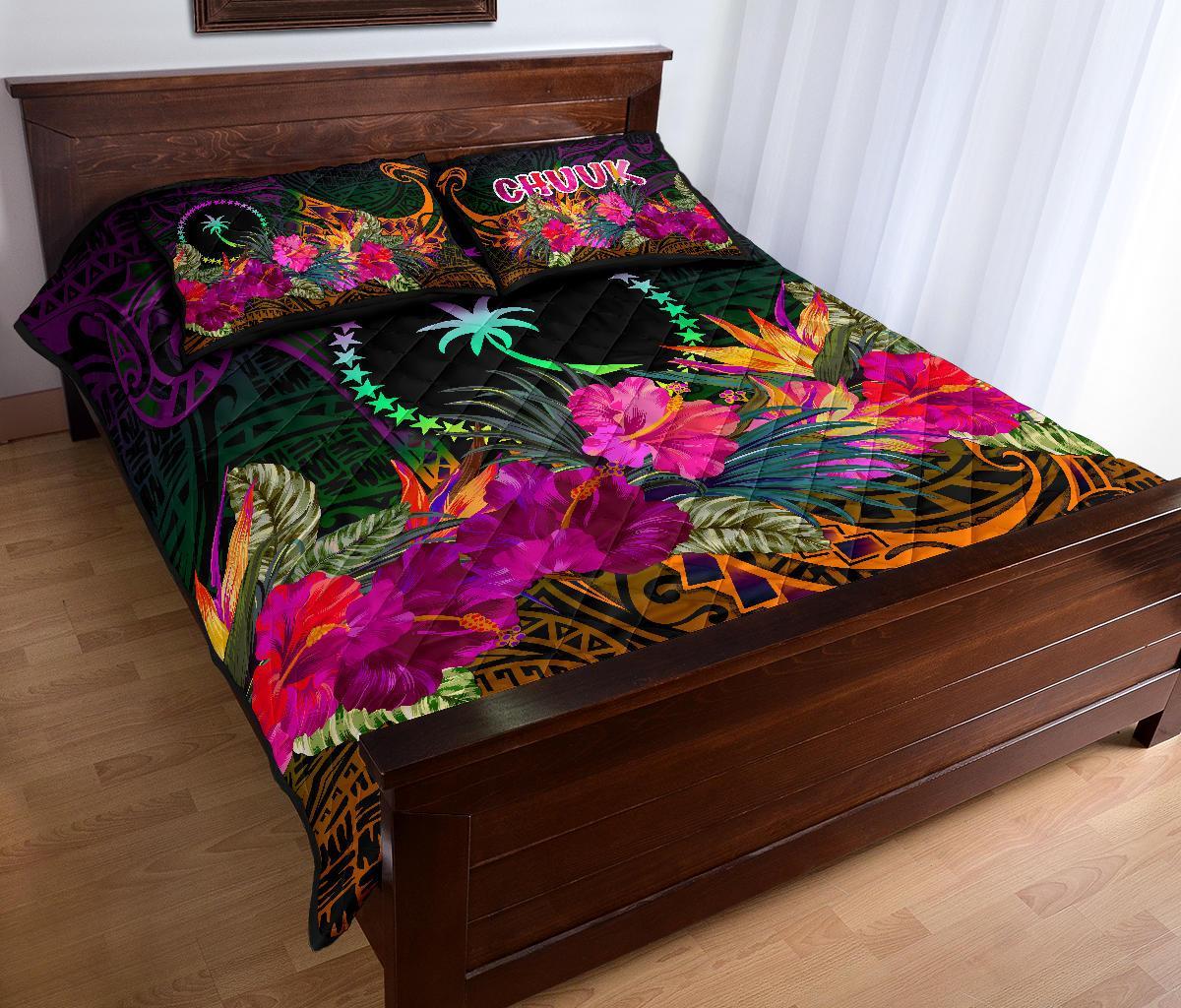 Chuuk Quilt Bed Set - Summer Hibiscus - Polynesian Pride