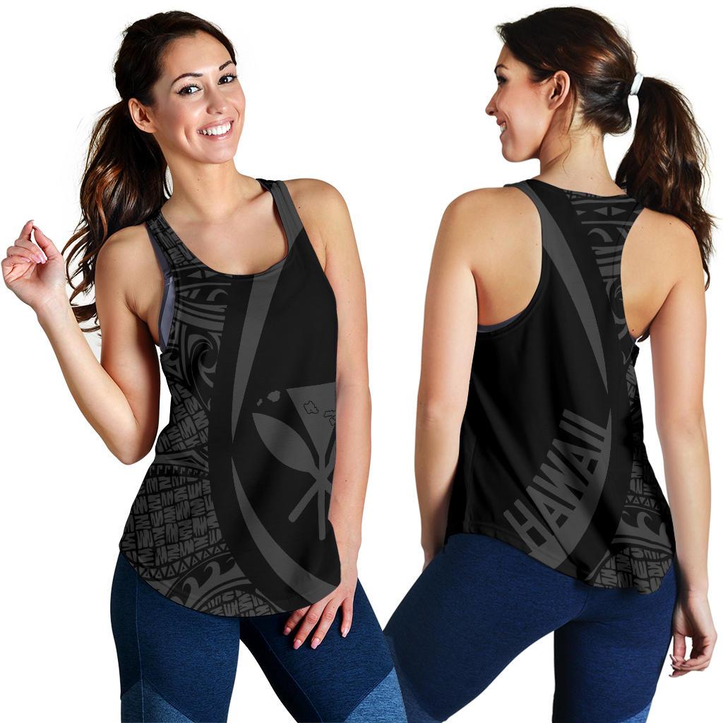 Kanaka Hawaii Map Grey Polynesian Women's Racerback Tank Grey - Polynesian Pride