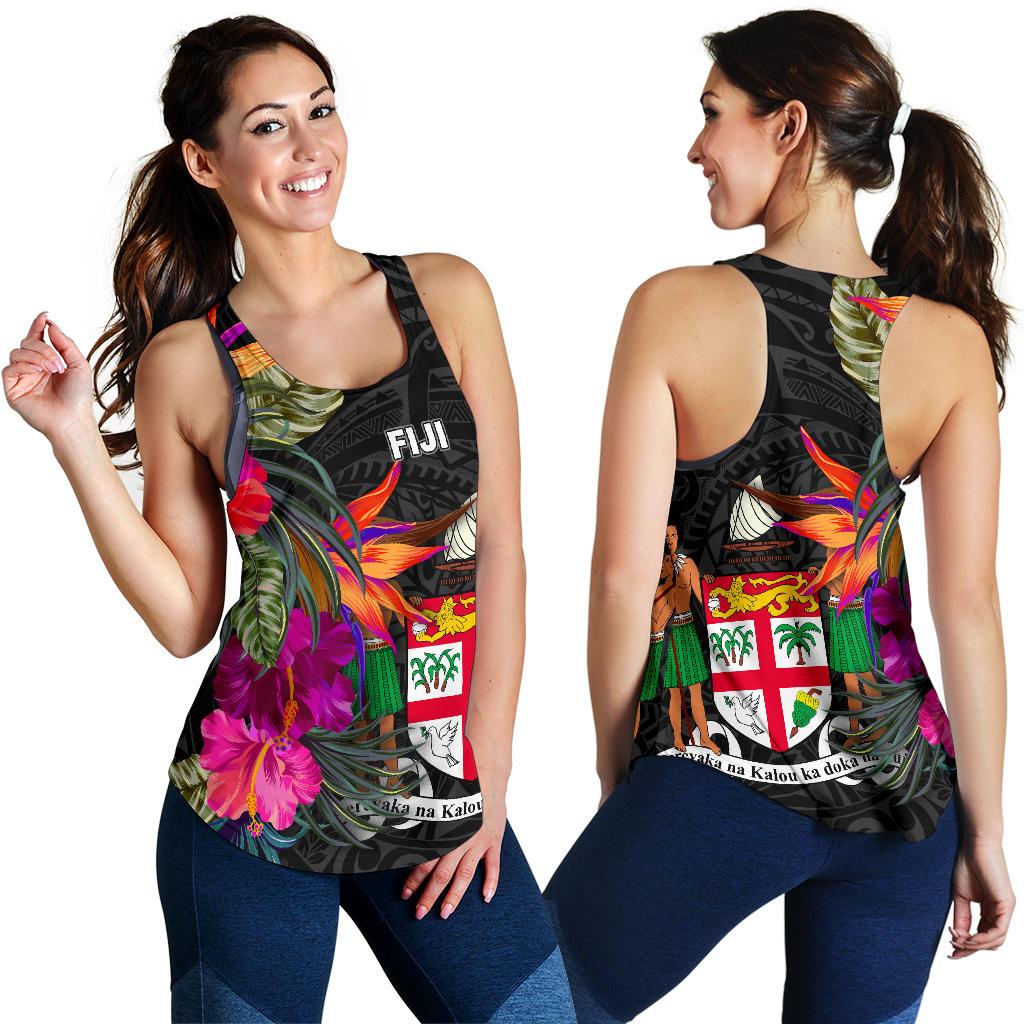 Fiji Women's Racerback Tank - Polynesian Hibiscus Pattern - Polynesian Pride