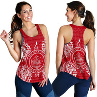 Palau Polynesian Women Tank Top Map Red White - Polynesian Pride