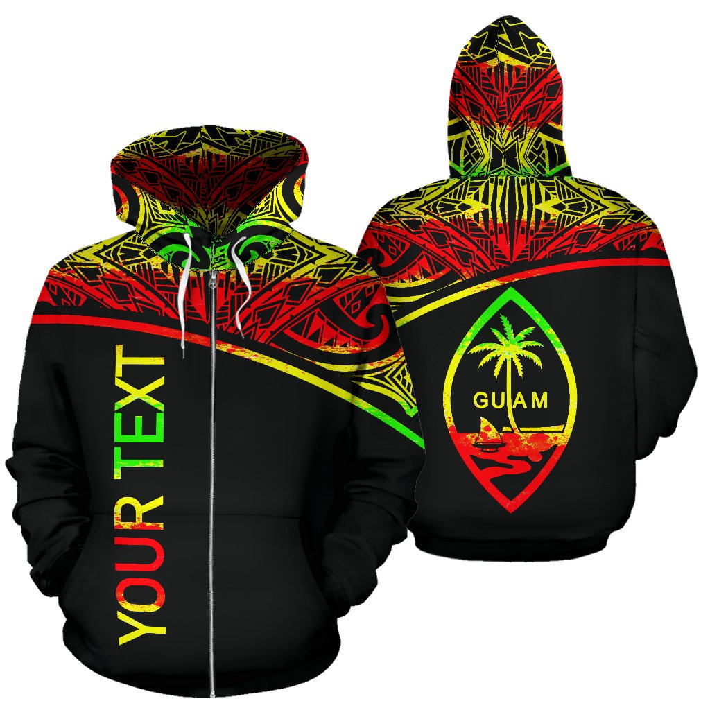 Guam All Over Custom Zip up Hoodie Reggae Curve Unisex Reggae - Polynesian Pride