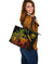 Hawaii Polynesian Large Leather Tote Bag - Vintage Polynesian Turtle (Reggae) - Polynesian Pride