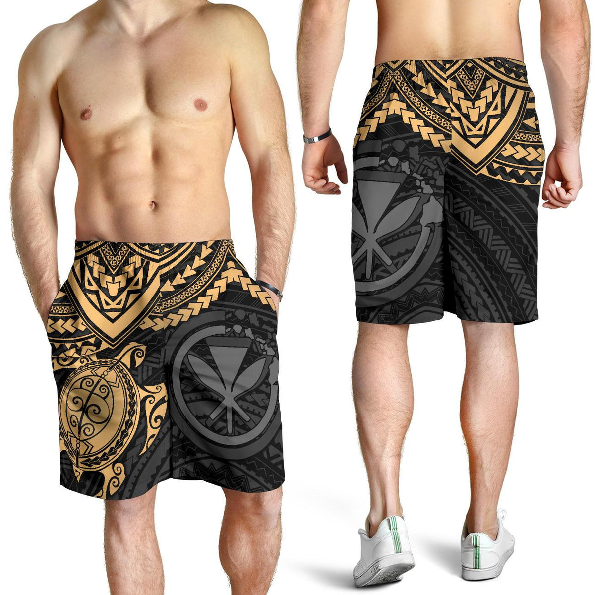 Polynesian Hawaii Short (Men) - Gold Turtle - Polynesian Pride
