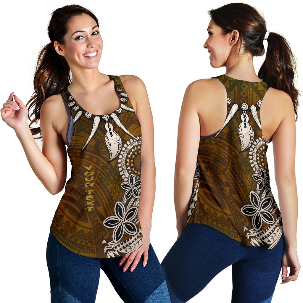 Cook Islands Custom Personalised Women's Racerback Tank - Polynesian Boar Tusk - Polynesian Pride