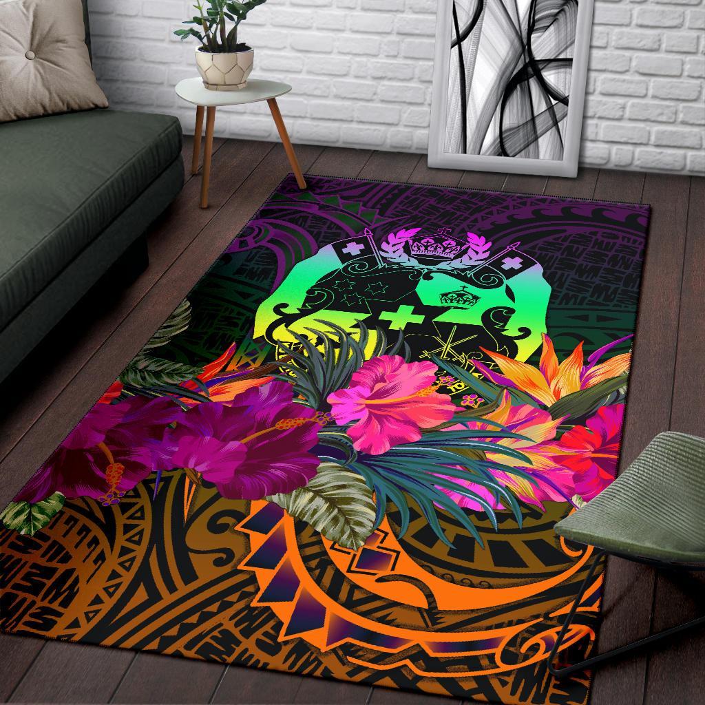 Tonga Polynesian Area Rug - Summer Hibiscus - Polynesian Pride
