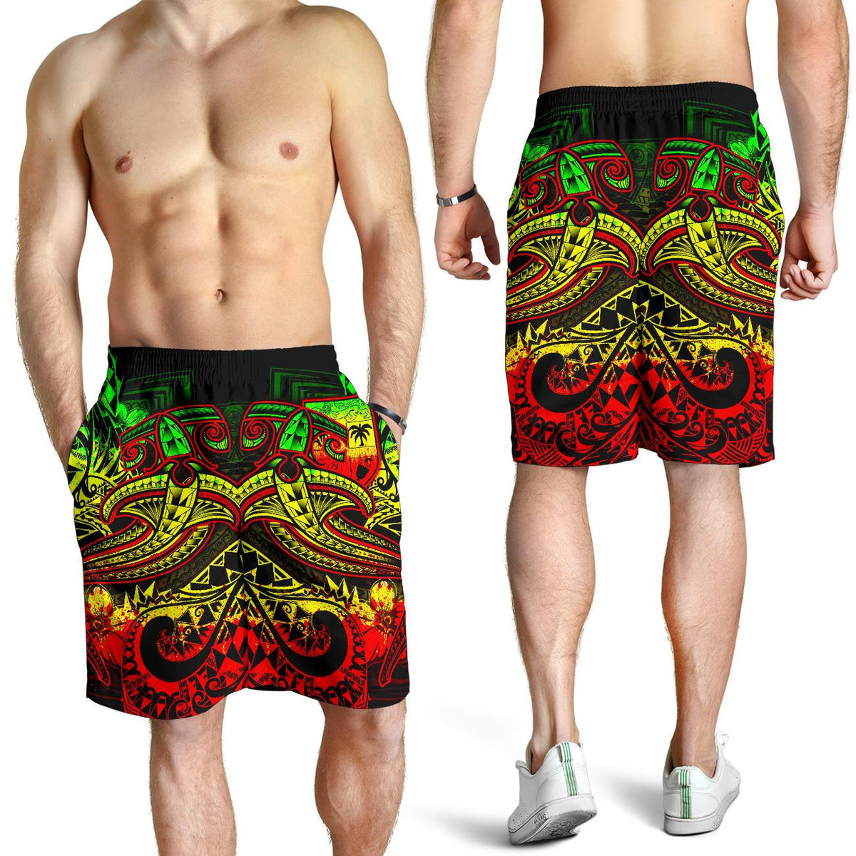 Fiji Men's Shorts - Reggae Shark Polynesian Tattoo - Polynesian Pride
