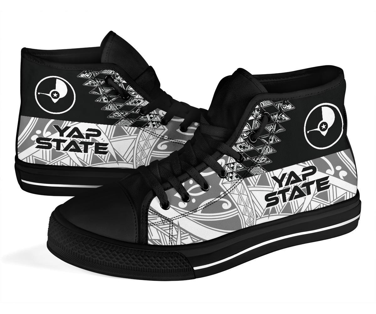 Yap State High Top Shoes - White Color Symmetry Style - Polynesian Pride