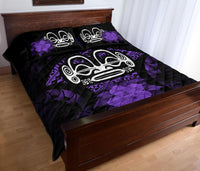 Marquesas Islands Polynesian Quilt Bed Set Hibiscus Purple - Polynesian Pride