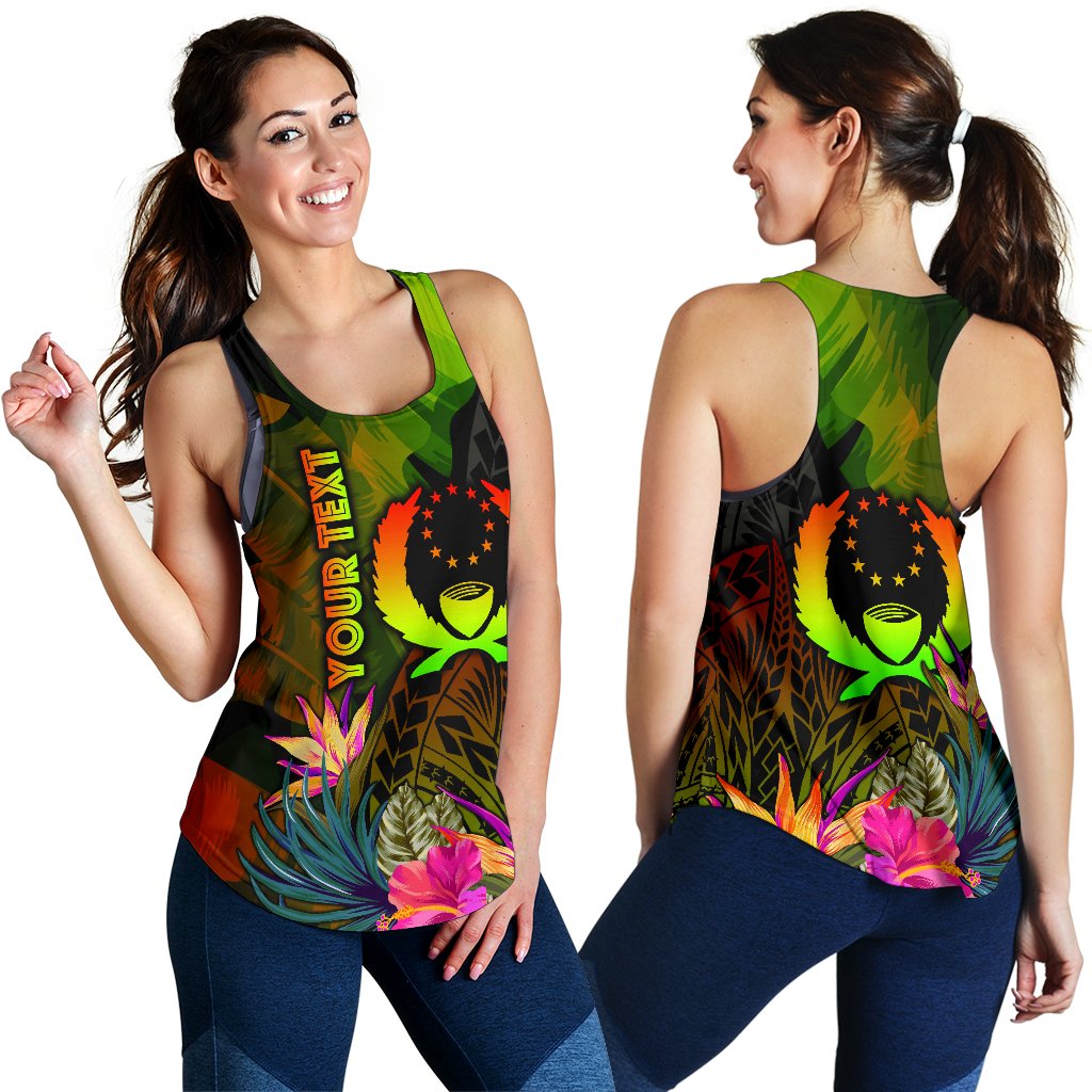 Pohnpei Polynesian Personalised Women's Racerback Tank - Hibiscus and Banana Leaves - Polynesian Pride