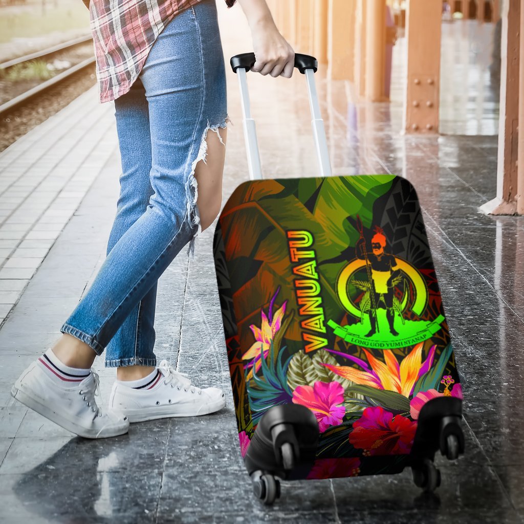 Vanuatu Polynesian Luggage Covers - Hibiscus and Banana Leaves - Polynesian Pride