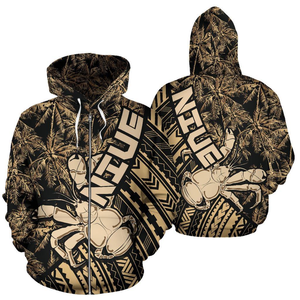 Niue Zip up Hoodie Niue Uga Coconut Tree Golden A02 Unisex Golden - Polynesian Pride