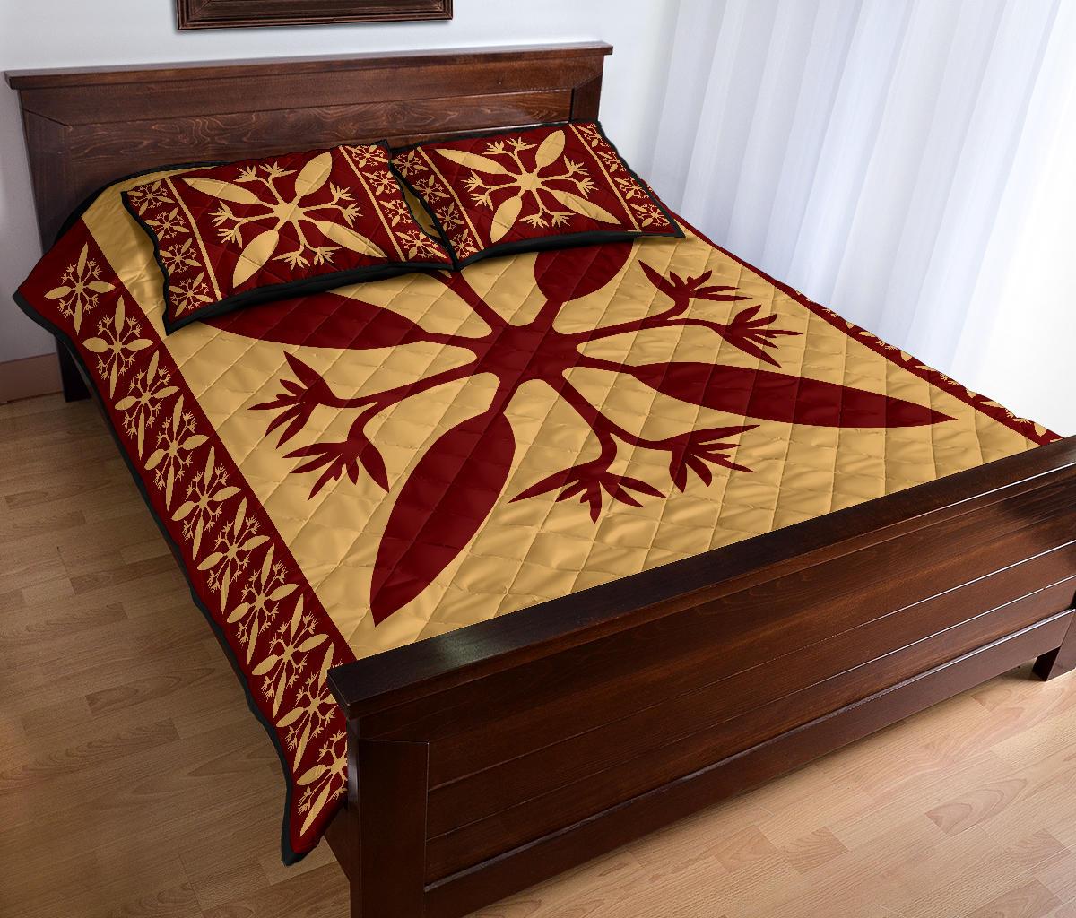 Hawaiian Quilt Pattern Flora Quilt Bed Set - Polynesian Pride
