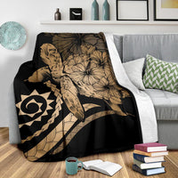 Hawaii Turtle Hibiscus Polynesian Vintage Premium Blanket - Gold - Polynesian Pride