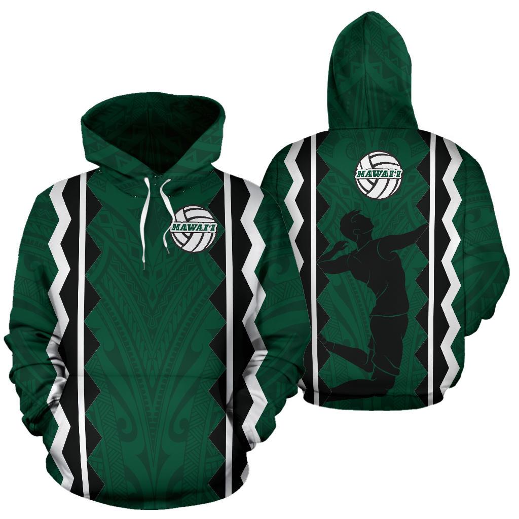 Polynesian Hawaii Mens Volleyball Team Supporter ll Over Hoodie Unisex Green - Polynesian Pride