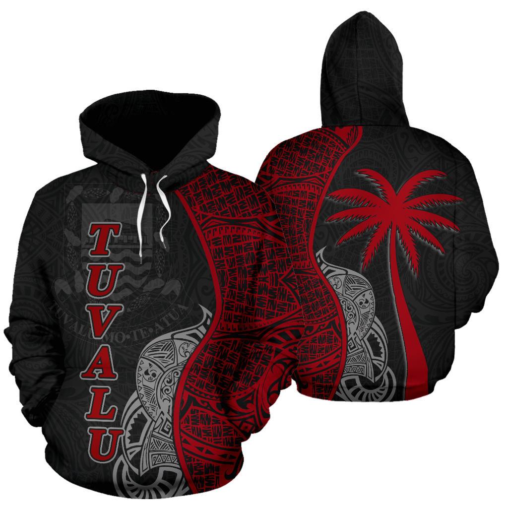 Tuvalu Polynesian Hoodie Coconut Tree Red Unisex Red - Polynesian Pride