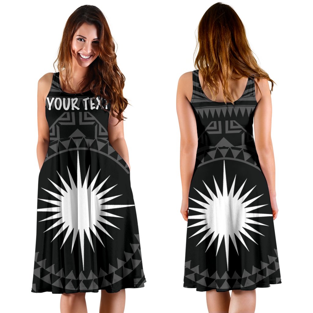 Marshall Personalised Women's Dress - Marshall Seal With Polynesian Tattoo Style ( Black) - Polynesian Pride