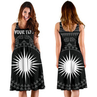 Marshall Personalised Women's Dress - Marshall Seal With Polynesian Tattoo Style ( Black) - Polynesian Pride