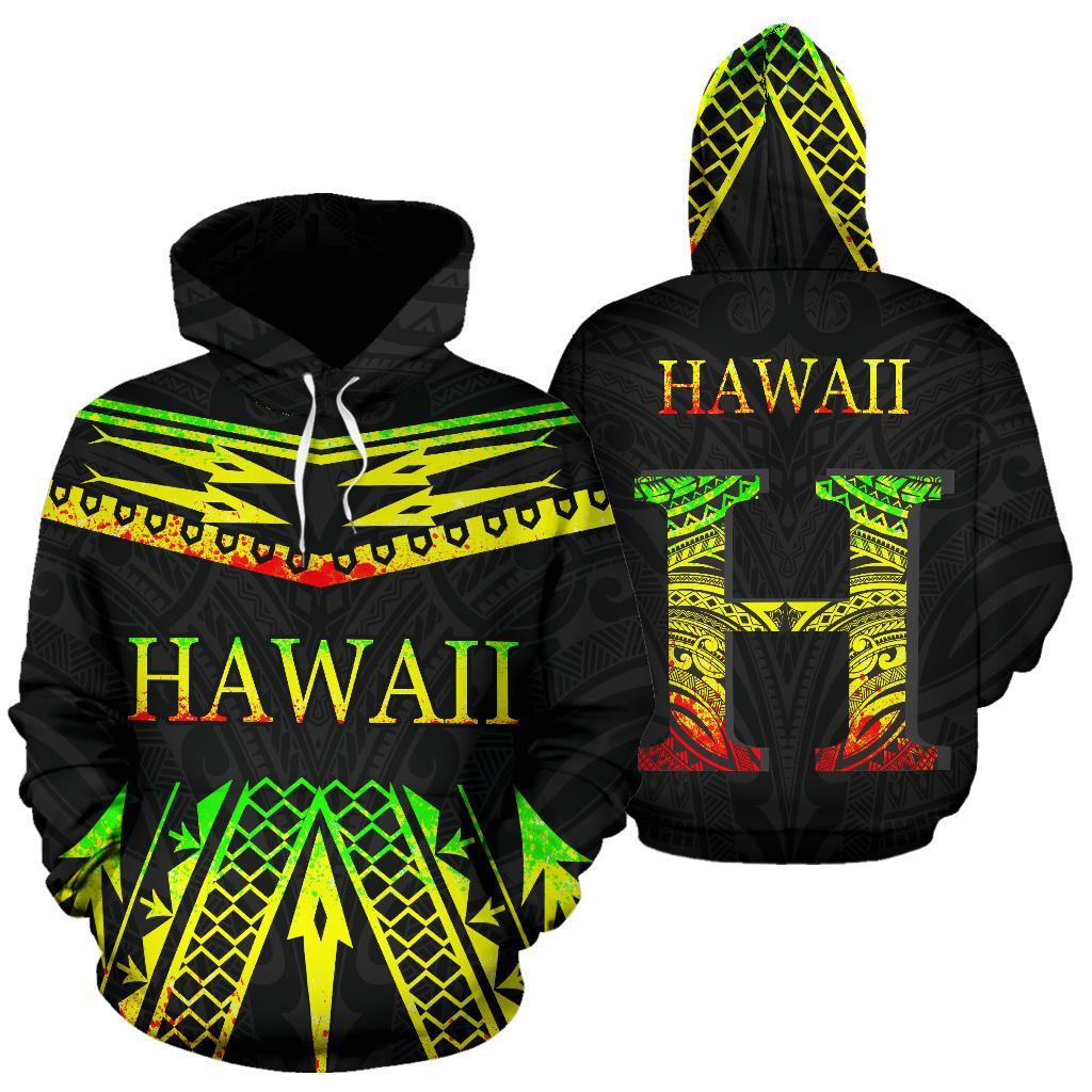 Hawaii Polynesia All Over Hoodie Unisex Reggae - Polynesian Pride