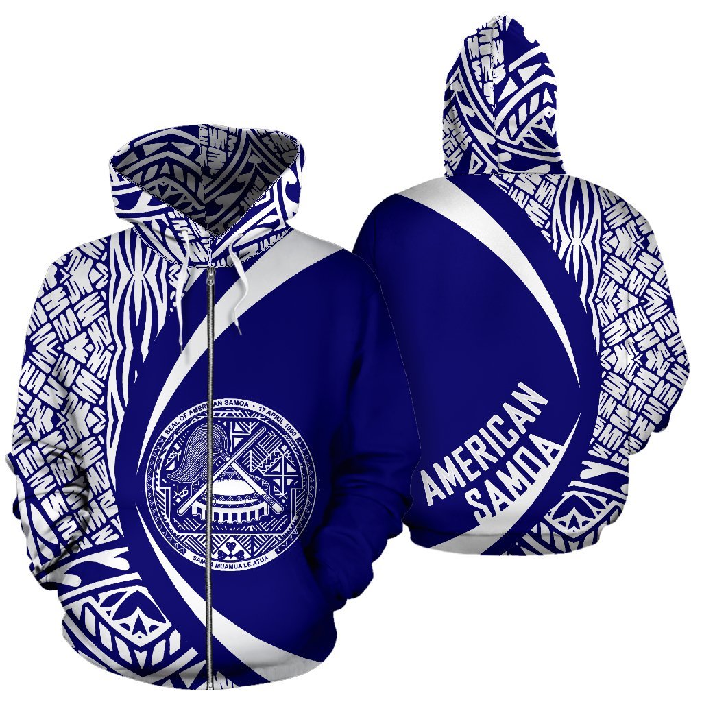 American Samoa Polynesian Zip up Hoodie Circle Style 05 - Polynesian Pride