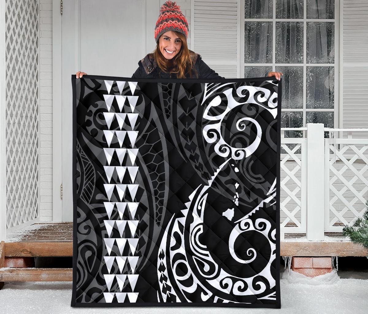 Hawaii Kakau White Polynesian Premium Quilt - Polynesian Pride