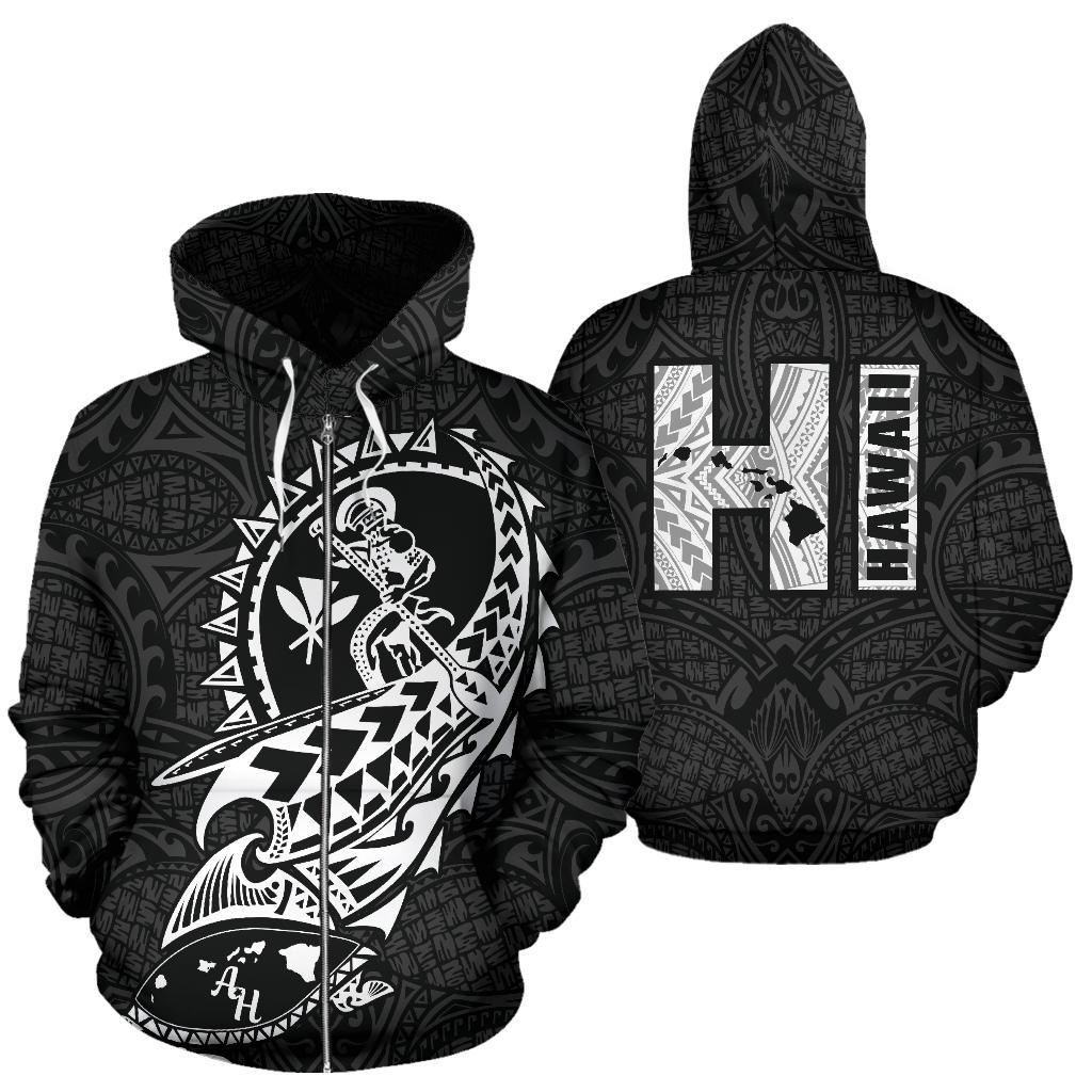 Polynesian Suffer Kanaka Warrior Hawaii Zip Hoodie White Unisex White - Polynesian Pride