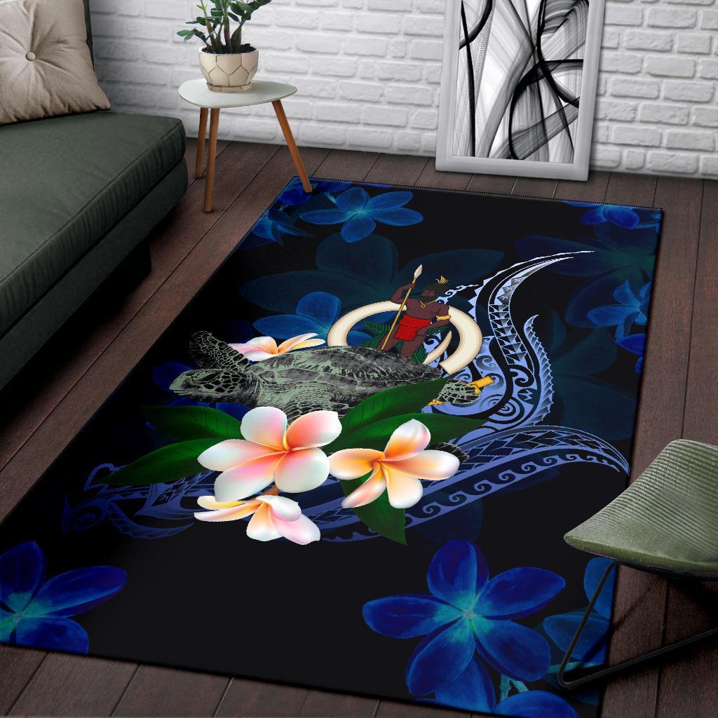 Vanuatu Polynesian Area Rug - Turtle With Plumeria Flowers - Polynesian Pride
