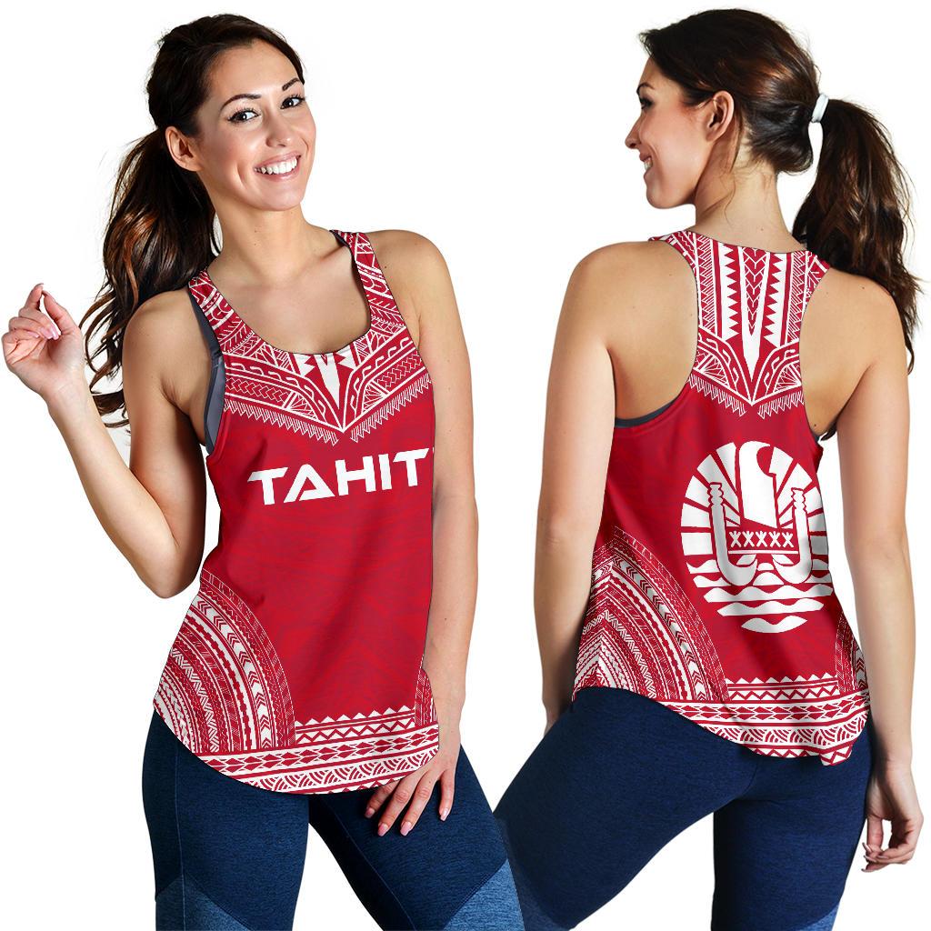 Tahiti Women's Racerback Tank - Polynesian Chief Flag Version - Polynesian Pride