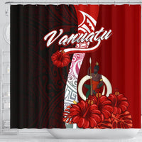 Vanuatu Polynesian Shower Curtain - Coat Of Arm With Hibiscus - Polynesian Pride