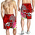 Polynesian Men's Shorts - Turtle Plumeria Red Color - Polynesian Pride