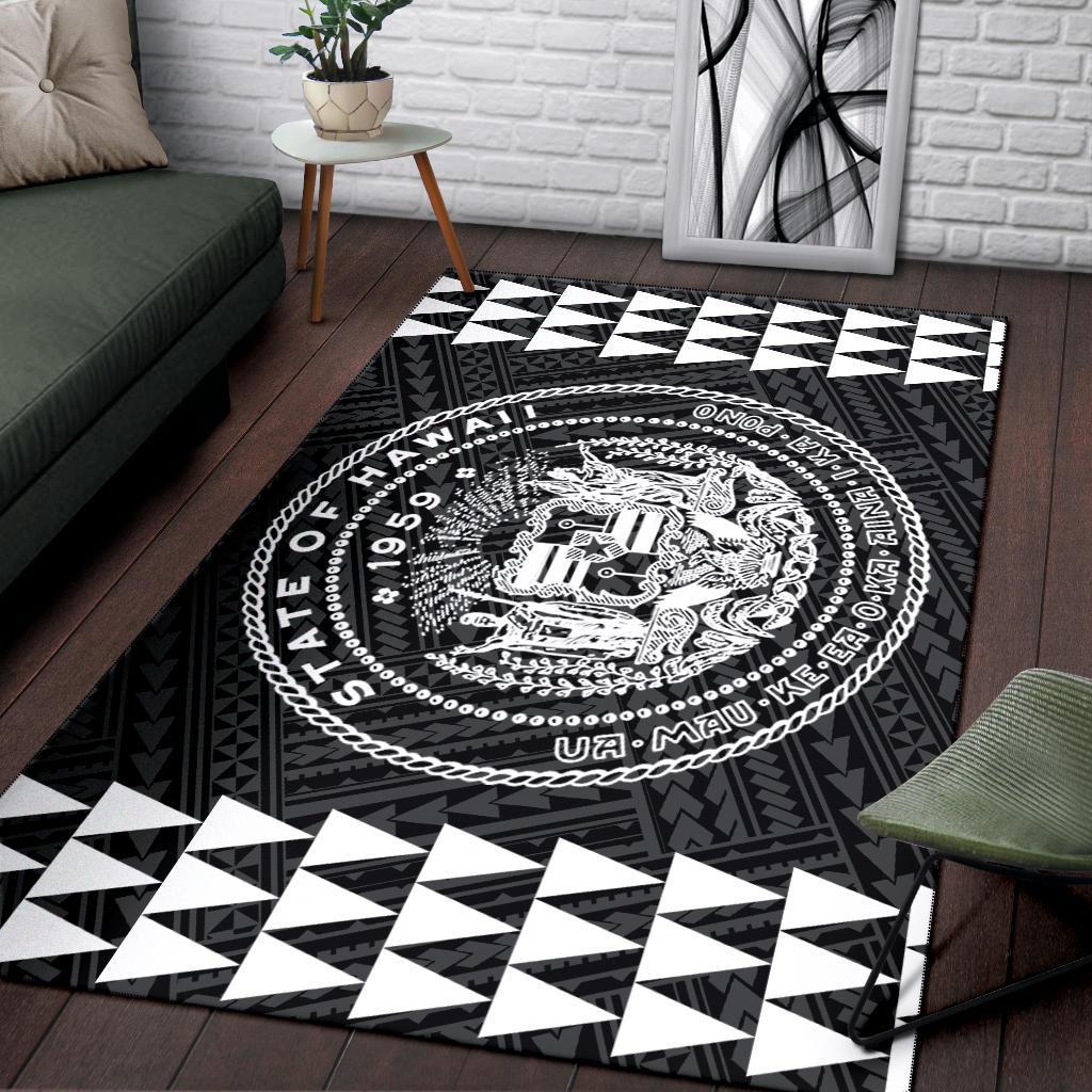 Kakau Seal Of Hawaii Polynesian - White Rug - Polynesian Pride