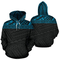 Poly All Over Hoodie Polynesian Black Blue Version Unisex Black - Polynesian Pride