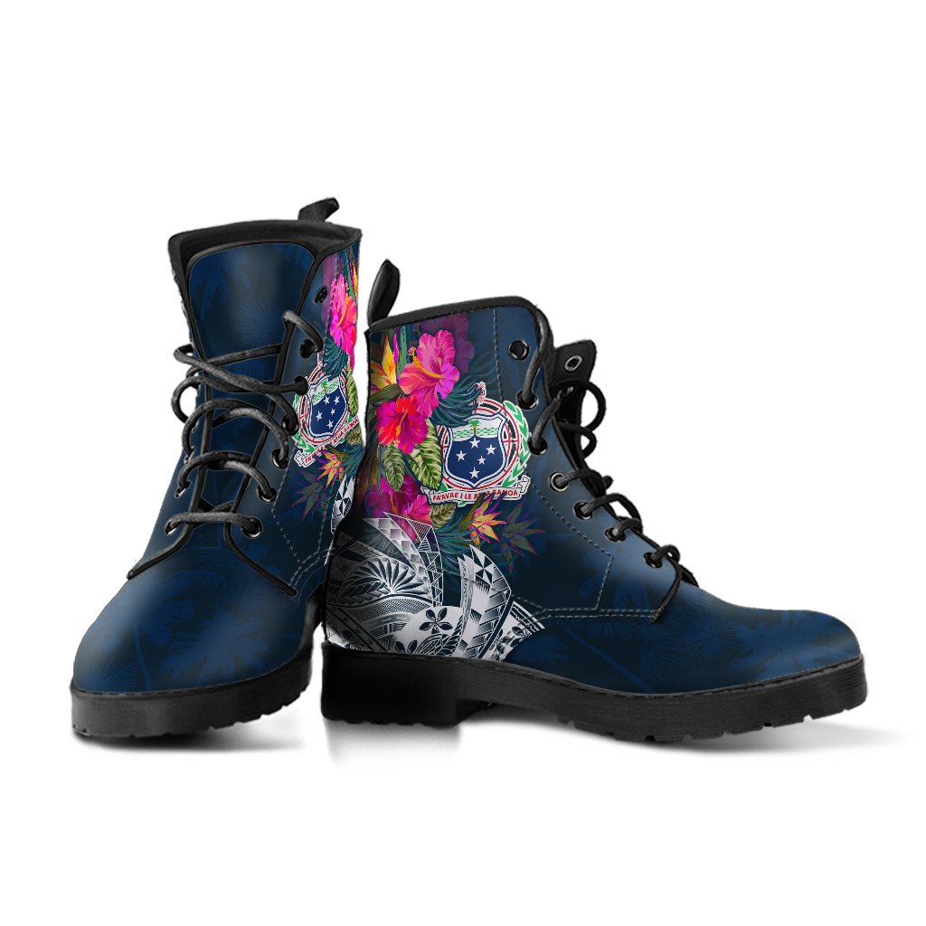 Samoa Leather Boots - Samoan Summer Vibes Blue - Polynesian Pride