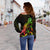 Niue Polynesian Women's Off Shoulder Sweater - Turtle With Blooming Hibiscus Reggae - Polynesian Pride