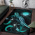 CNMI Polynesian Area Rugs - Turtle With Blooming Hibiscus Turquoise - Polynesian Pride