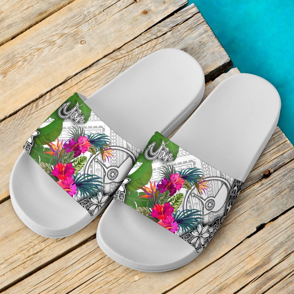 Yap Slide Sandals - Turtle Plumeria Banana Leaf - Polynesian Pride