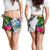 Federated States of Micronesia Women's Short White - Turtle Plumeria Banana Leaf - Polynesian Pride