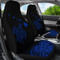 Hawaii Map Plumeria Polynesian Blue Turtle Car Set Covers - Polynesian Pride
