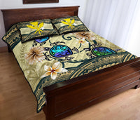 Kanaka Maoli (Hawaiian) Quilt Bed Set - Polynesian Turtle Hibiscus Beige - Polynesian Pride