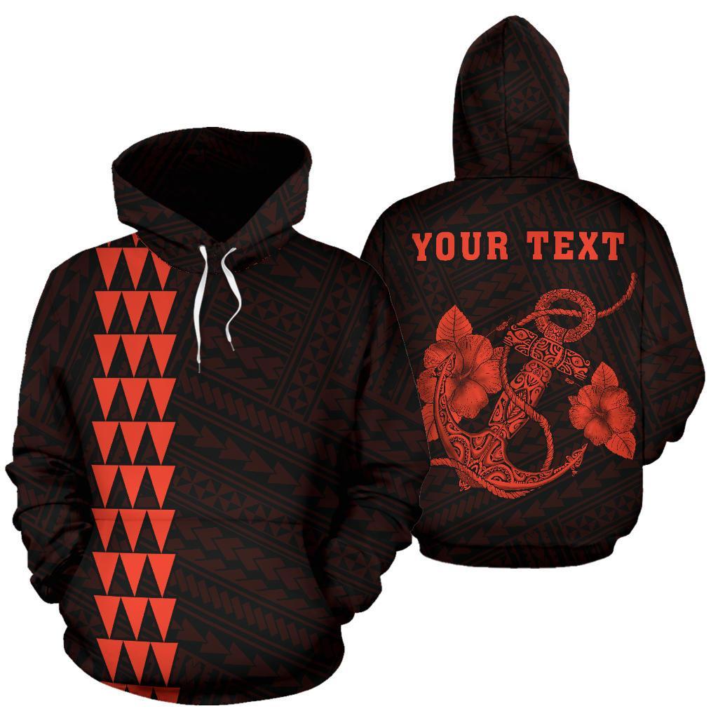 Polynesian Kakau Anchor Hibiscus Hawaii Custom Hoodie Orange Unisex Orange - Polynesian Pride